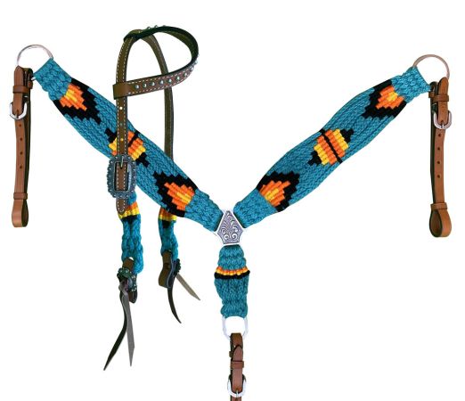 Showman Pony Size Corded One Ear Headstall &amp; Breast collar set